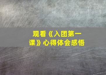 观看《入团第一课》心得体会感悟