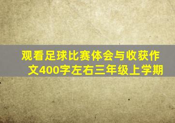 观看足球比赛体会与收获作文400字左右三年级上学期