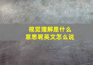 视觉理解是什么意思呢英文怎么说