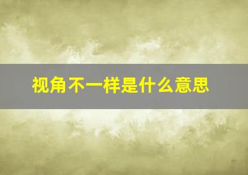 视角不一样是什么意思