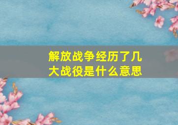 解放战争经历了几大战役是什么意思