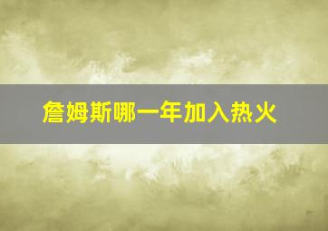 詹姆斯哪一年加入热火