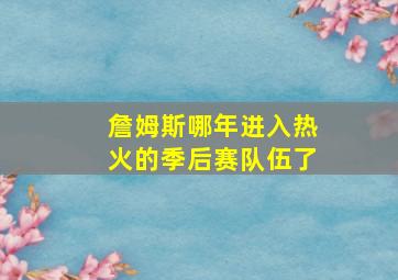 詹姆斯哪年进入热火的季后赛队伍了