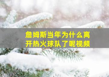 詹姆斯当年为什么离开热火球队了呢视频