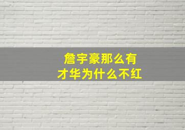 詹宇豪那么有才华为什么不红