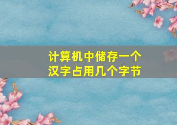 计算机中储存一个汉字占用几个字节