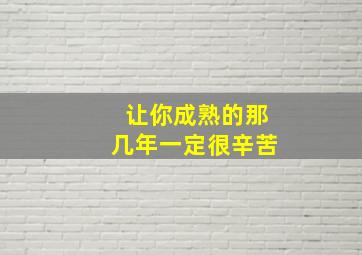 让你成熟的那几年一定很辛苦