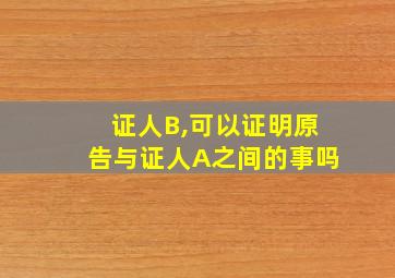 证人B,可以证明原告与证人A之间的事吗