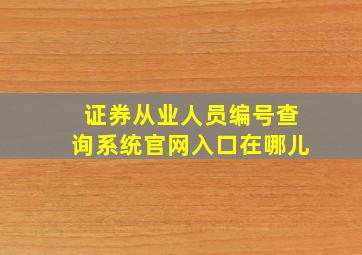 证券从业人员编号查询系统官网入口在哪儿