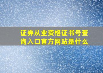 证券从业资格证书号查询入口官方网站是什么