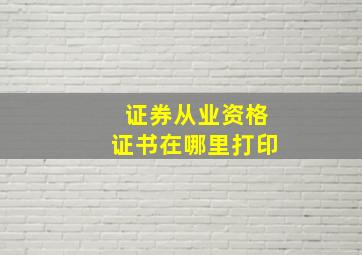 证券从业资格证书在哪里打印