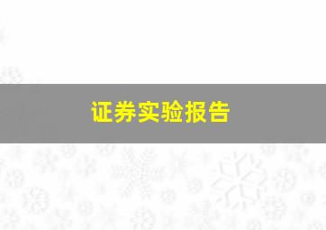 证券实验报告