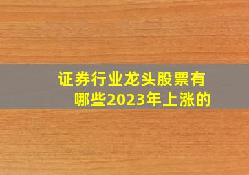 证券行业龙头股票有哪些2023年上涨的