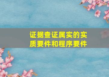 证据查证属实的实质要件和程序要件