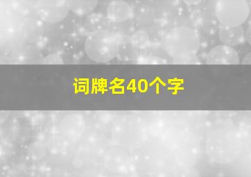 词牌名40个字