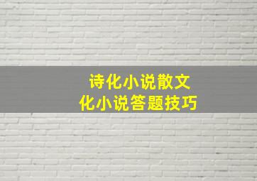 诗化小说散文化小说答题技巧