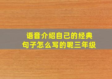 语音介绍自己的经典句子怎么写的呢三年级