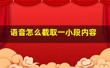 语音怎么截取一小段内容