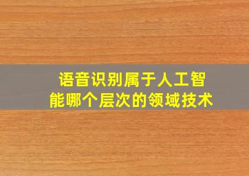 语音识别属于人工智能哪个层次的领域技术