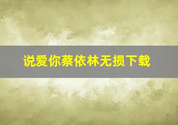 说爱你蔡依林无损下载