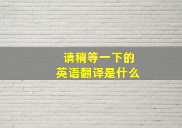 请稍等一下的英语翻译是什么