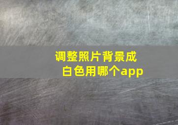 调整照片背景成白色用哪个app