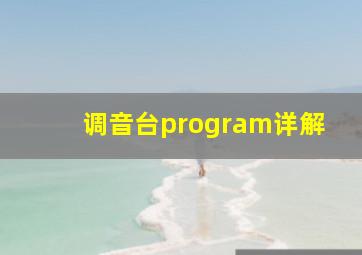 调音台program详解