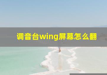 调音台wing屏幕怎么翻