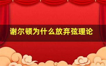 谢尔顿为什么放弃弦理论