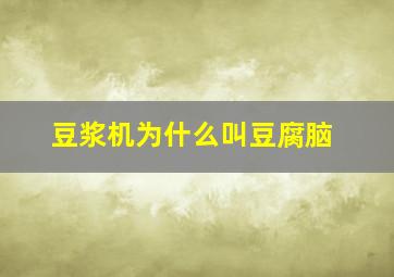 豆浆机为什么叫豆腐脑