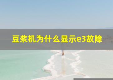 豆浆机为什么显示e3故障