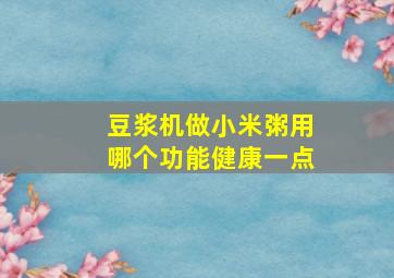 豆浆机做小米粥用哪个功能健康一点