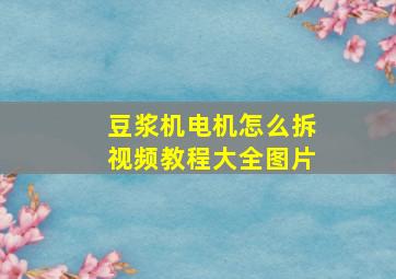 豆浆机电机怎么拆视频教程大全图片