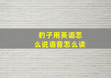 豹子用英语怎么说语音怎么读