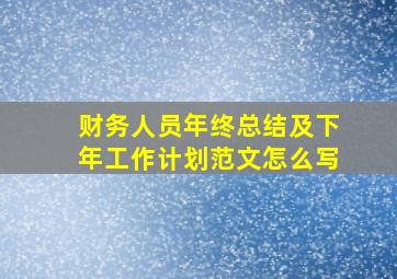 财务人员年终总结及下年工作计划范文怎么写