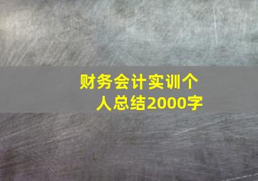 财务会计实训个人总结2000字