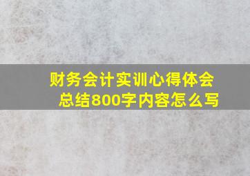 财务会计实训心得体会总结800字内容怎么写