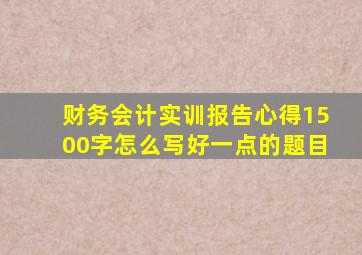 财务会计实训报告心得1500字怎么写好一点的题目