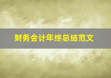 财务会计年终总结范文