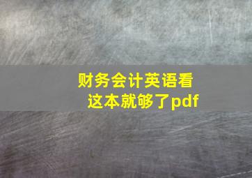 财务会计英语看这本就够了pdf