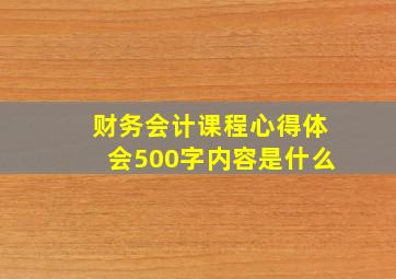 财务会计课程心得体会500字内容是什么