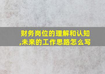 财务岗位的理解和认知,未来的工作思路怎么写