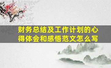 财务总结及工作计划的心得体会和感悟范文怎么写