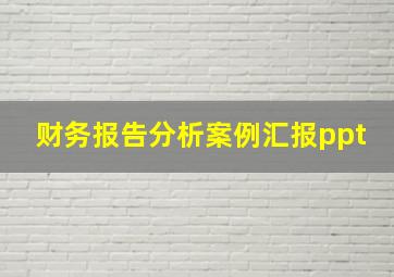 财务报告分析案例汇报ppt