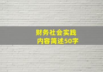 财务社会实践内容简述50字