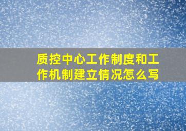 质控中心工作制度和工作机制建立情况怎么写