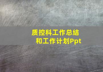 质控科工作总结和工作计划Ppt