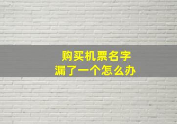 购买机票名字漏了一个怎么办