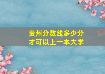 贵州分数线多少分才可以上一本大学