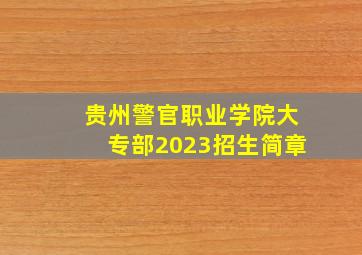 贵州警官职业学院大专部2023招生简章